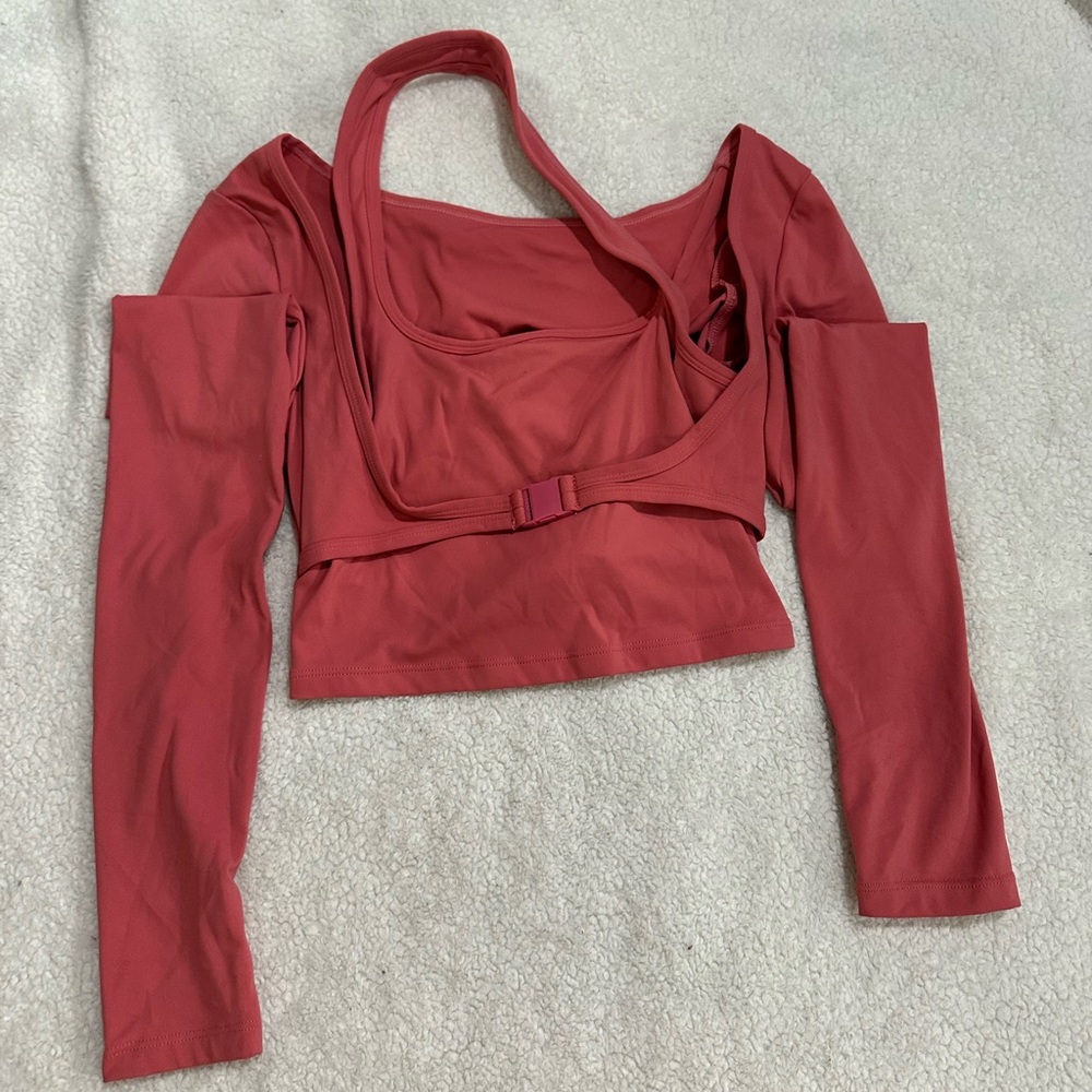 Pink long sleeve workout top